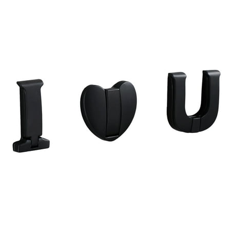 

VEAREAR 3Pcs/Set Wall Hooks Punch Free Screw Mounted Dual-purpose Space-saving Space Aluminum I Love U Letter Shape Hat Clothes Back Door Hangers for Bedroom