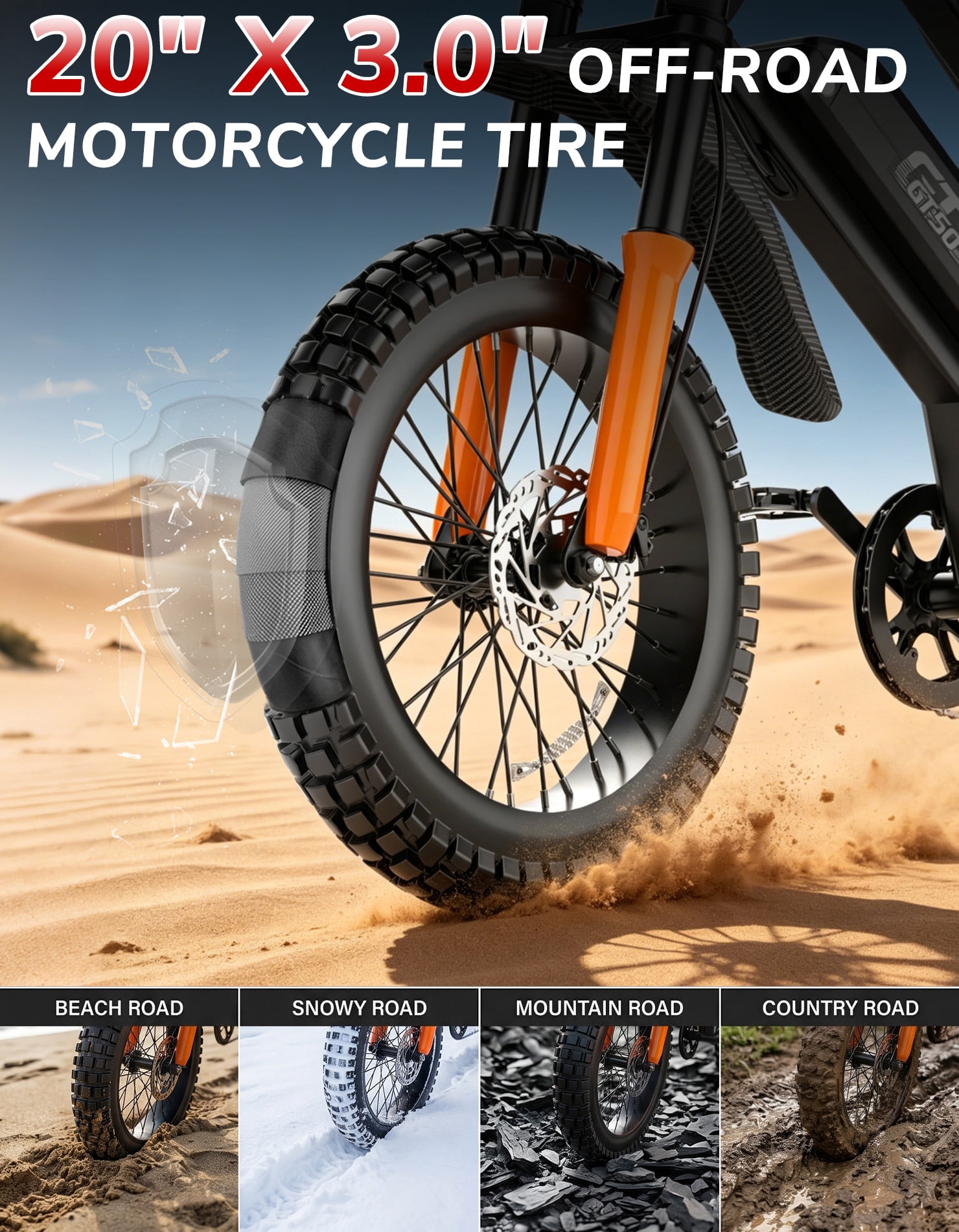 PostJoy GT16 Electric Dirt Bike for Adults,3000W Electric Motorcycle 36MPH 48V 25Ah Battery,85+Miles Electric Bike,20" Fat Tire Ebike,Dual Hydraulic Brakes Mountain Bike,Full Suspension,UL2849