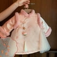 thumbnail image 2 of Otqutp Little Girls Chinese National 𝗦tyle Plush Jacket Dress Toddler Traditional Cute Elegant Embroidery Outfits for New Year, 2 of 4