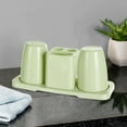 thumbnail image 5 of Toothbrush Holder Set for Couples Modern Bathroom Organizer with Two Rinsing Cups and Stand, 5 of 8