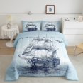 thumbnail image 2 of Feelyou Cartoon Blue Sailboat Bedding Comforter Set for Kids, Ocean Vehicle Twin Comforter Sets, Nautical Theme Reversible Bedding Set, Lightweight Room Decor, 2-Piece, 2 of 8