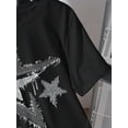 thumbnail image 6 of Women's Oversized Black T-Shirt with Distressed Star Graphic, Loose Fit Grunge Streetwear Tee Top, 6 of 8