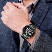 Sports Mens Quartz Watch VA VA VOOM New Black Stainless Steel Waterproof Hollow Out Luminous Military Mannish Wristatches