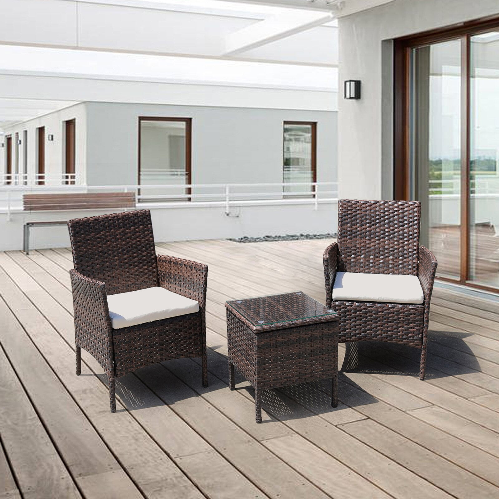 Glouster Wicker/Rattan 2 Person Seating Group with Cushions, With Cushions, 2 Chair Yes