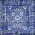 thumbnail image 1 of Unique Loom Tapis Classique 8' 4 x 8' 4 Carrés Bleu Royal/ivoire, 1 of 5