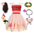 thumbnail image 2 of 2024 Little Girl Casual Moana Dress Role Playing Ocean Adventure 2 Fancy Vaiana Halloween Princess Costume Summer Clothing Frock, 2 of 4
