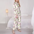 thumbnail image 3 of Gukieu Tulips Flowers Print Women's Long Sleeve Pajama Set, Button Top Elastic Pocket Pajama Pants Two Piece Set Home Wear-Medium, 3 of 7