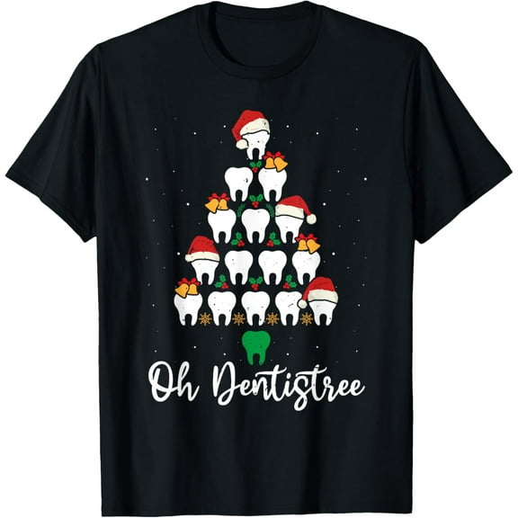 Funny Christmas Dentist Tree Dental T-Shirt men and women can wear, black, white, gifts