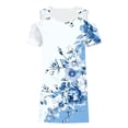 thumbnail image 5 of Ladies' Summer Dress Fashion Printed Strap Beach Skirt Off Shoulder Short Sleeve V-neck Short Dress, 5 of 6