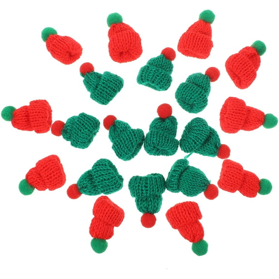 GOOHOCHY Miniature Beanie Mini Woolen Hat Green 20Pcs 1.6X1.6X0.8In