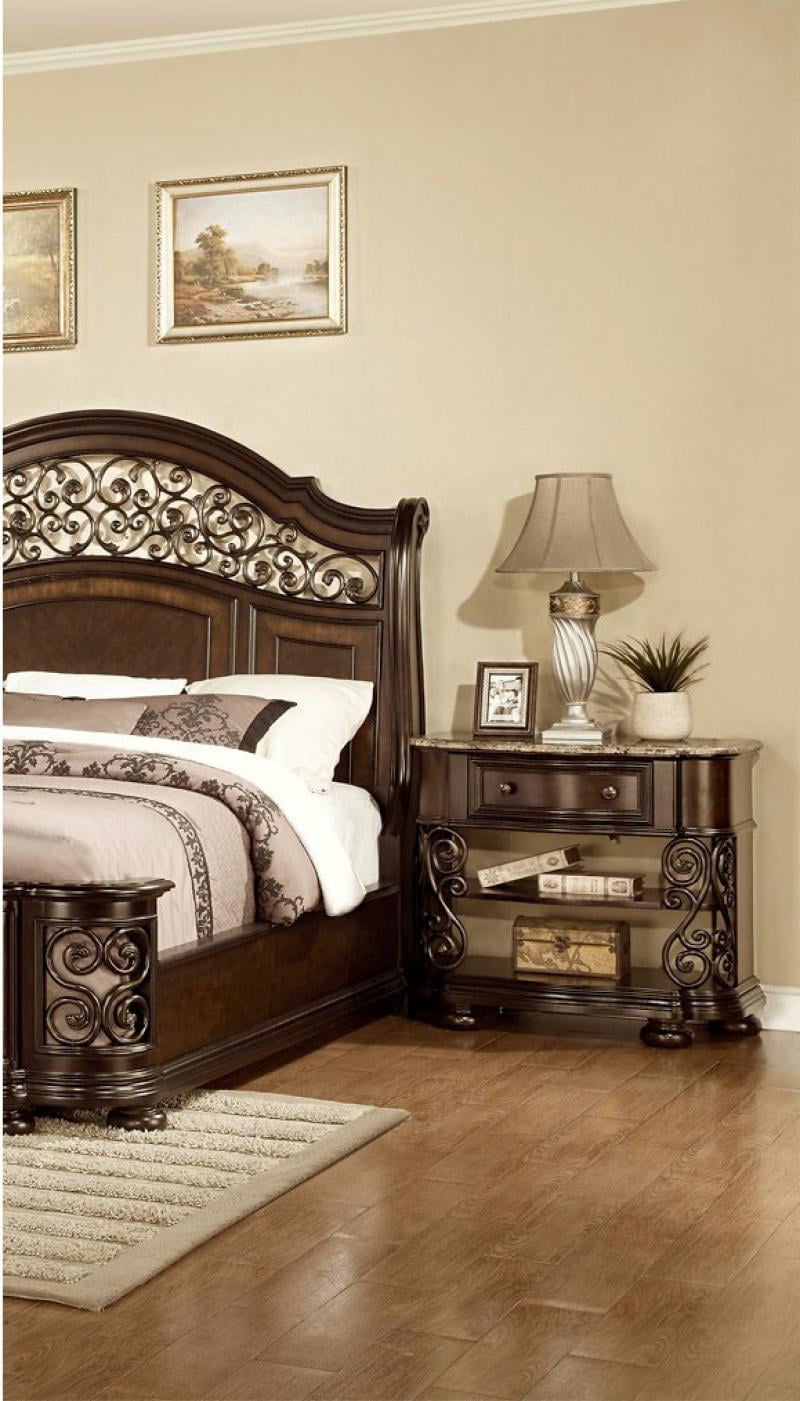 Mcferran B366 Allison Espresso Finish Solid Hardwood Queen Size Bedroom ...