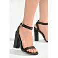 thumbnail image 4 of Cape Robbin Maria-2 Black Pu Block High Heel Transparent Open Toe Fashion Pumps (Black Pu, 8), 4 of 4