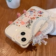 thumbnail image 3 of Compatible with iPhone 13 Case, Cute Flowers Floral Bear Cover with Lovely Wrist Strap Bracelet Chain for Girls Women, Clear Kawaii Camera Protection Pretty Trendy Phone Skin, 3 of 14