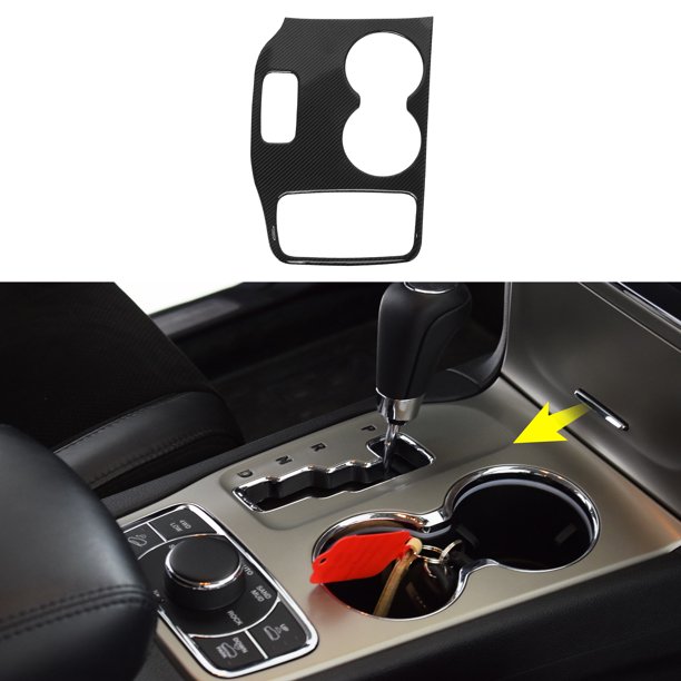 Cubierta de botón de palanca de cambios ABS Unique Bargains para Jeep Grand Cherokee 2014-2015, adhesivo decorativo para panel de consola interior, color negro de fibra de carbono