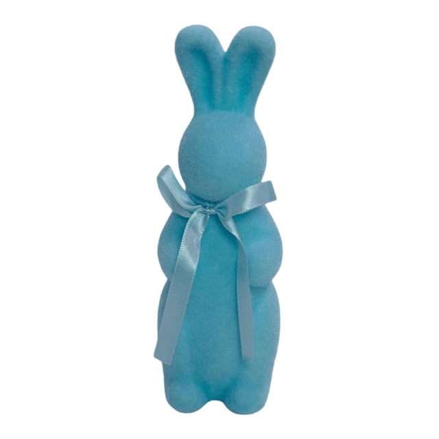 Figura de conejo de Pascua flocado, decoración de Pascua, mano de obra fina, espuma decorativa Azul