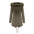 thumbnail image 3 of Moda casual mujer invierno sólido con capucha cordón cintura cremallera acolchado abrigo blusa Fridja  po138, 3 of 4