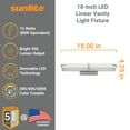 thumbnail image 2 of Sunlite LED Vanity Light Fixture, Color Temperature Selectable 3000K/ 4000K/ 5000K, Brushed Nickel, 2 of 7
