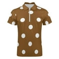 thumbnail image 4 of Brown Beige Color Dot Men Zipper T-shirt Summer Casual Short Sleeve T-shirt Top, 4 of 7
