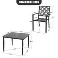 thumbnail image 5 of Nuu Garden Outdoor 5-Piece Patio Dining Set, 37 Inch Square Metal Table with Umbrella Hole and 4 Slatted Stackable Chairs, All-Weather Powder-Coated Iron for Garden, Patio, Backyard, Deck, Black, 5 of 9