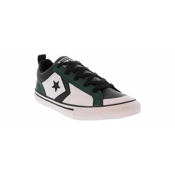Converse Pro Blaze Big Kid Boys' Leather Low-Top Shoes Color: Green Envy Black White Size: 4