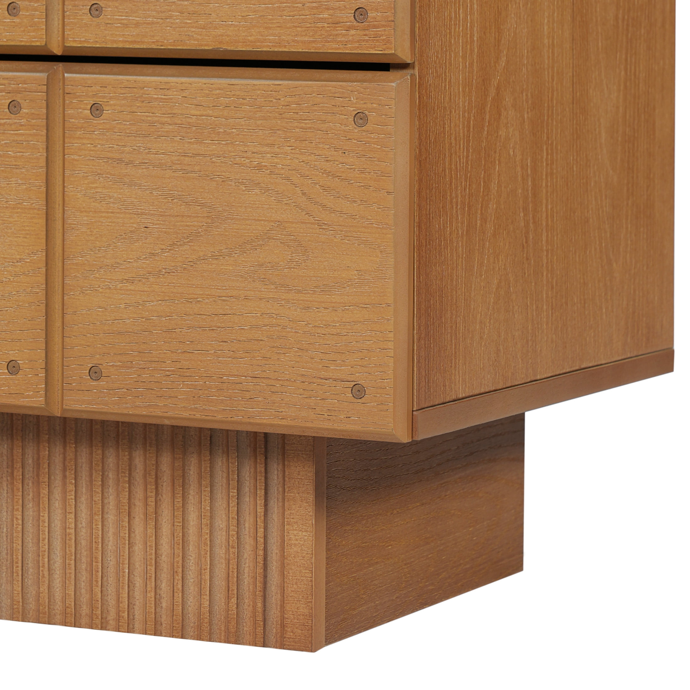 Christopher Knight Home Mid-Century Wood Nightstand with 2 Drawers, Fluted Pedestal, Brown, Set of 2
