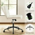 thumbnail image 3 of Criss Cross Chair with Wheels, Wide Seat Office Desk Chair with Soft Sherpa Fabric Height Adjustment, Armless Swivel Rolling Vanity Chairs for Home Office/Livingroom, Study Room，Beige, 3 of 15