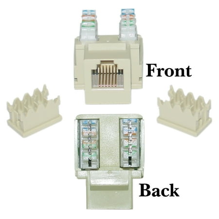 3 Rj12 Keystone Jack - Offex Keystone Insert, Beige, Phone/Data Jack, RJ11 / RJ12 Female to 110 Type Punch Down