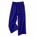 thumbnail image 5 of Jinhomg Womens Casual Linen Pants Loose Fit Comfy Wide Leg Palazzo Pants Baggy Elastic Drawstring Waist Lounge Pants Summer Flowy Beach Pants Winter Saving Blue S, 5 of 8