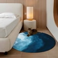 thumbnail image 3 of Round Area Rug 4 Ft, Navy Blue Waves Washable Non-Slip Circle Carpet for Living Room/Bedroom, Coastal Summer Beach Ocean Low-Profile Crawling Mats Collection Rugs for Indoor, 3 of 7