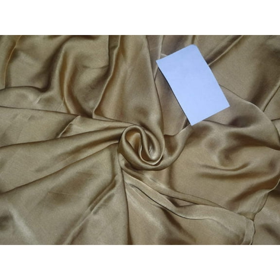 100% PURE SILK SATIN FABRIC 60 GRAMS ANTIQUE GOLD colour 44quot; wide