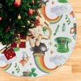 thumbnail image 5 of 35.4" St. Patrick''s Day Christmas Tree Skirt,Shamrock Green Clover Leaves Leprechaun Hat Horseshoes Beer Rainbow Candy Suede Xmas Tree Skir Suitable for St. Patrick''s Day Holiday Party Decorat, 5 of 6