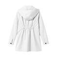 thumbnail image 5 of BRGZLK Long Rain Jacket for Women Zip Up Lightweight Waterproof Raincoat with Hood Outdoor Windbreaker Trench Coats with Pockets for Hiking Travel White S, 5 of 9