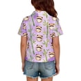 thumbnail image 5 of Girls T Shirts Short Sleeve Henley Cute Cartoon Animal Print Polo Shirts Button Closure Active Comfy Back to School Uniform, 130, 5 of 5