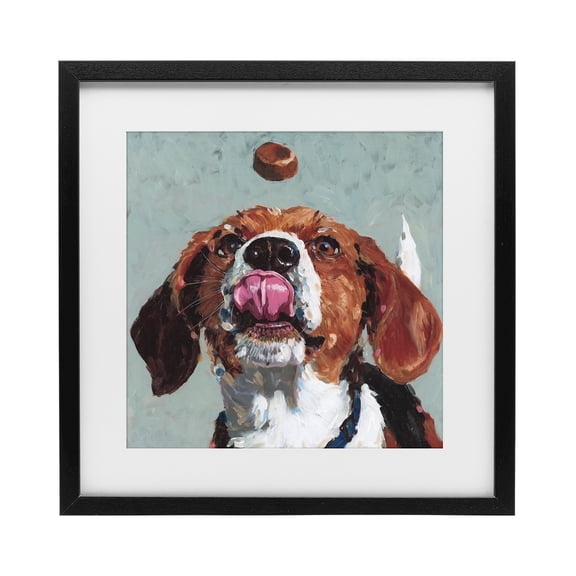 Stupell Industries Contemporary Beagle Treat Excitement Black Framed Print Under Glass, 13 x 13, by Studio Bautista