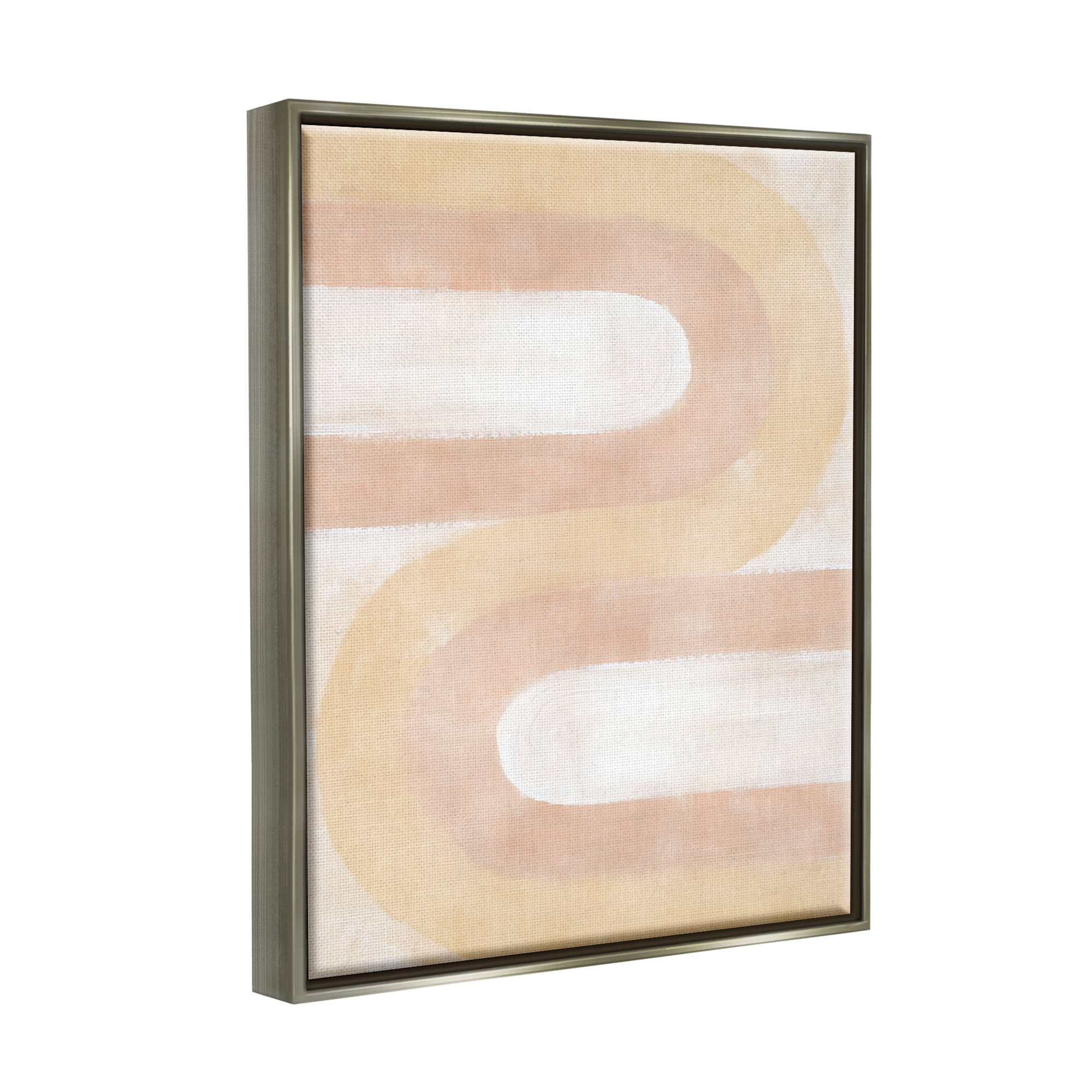Stupell Industries Wavy Alternating Arches Abstract Painting Gray Floater Framed Canvas Art Print Wall Art, 25 x 31