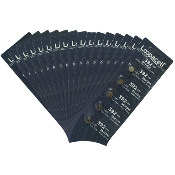 LOOPACELL 100 Pack 392 Watch Electronics Batteries 1.55 Volt Silver Oxide Coin Button Wholesale Pack