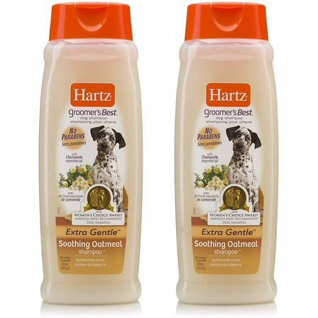 Hartz Groomer's Best Soothing Oatmeal Dog Shampoo, Buttermilk, 18 fl oz (2 Pack) (Bundle)