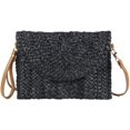 thumbnail image 1 of Bolso de paja para mujer, bolso de hombro de paja para verano, bolso de playa, bolso de mano negro, 1 of 5