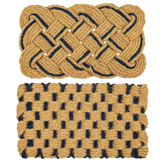 Evergreen Navy and Natural Indoor Outdoor Natural Coir Doormat Home Decor