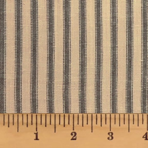 JCS Primitive Black Ticking Stripe Farmhouse Homespun Cotton Fabric Sold by the Yard