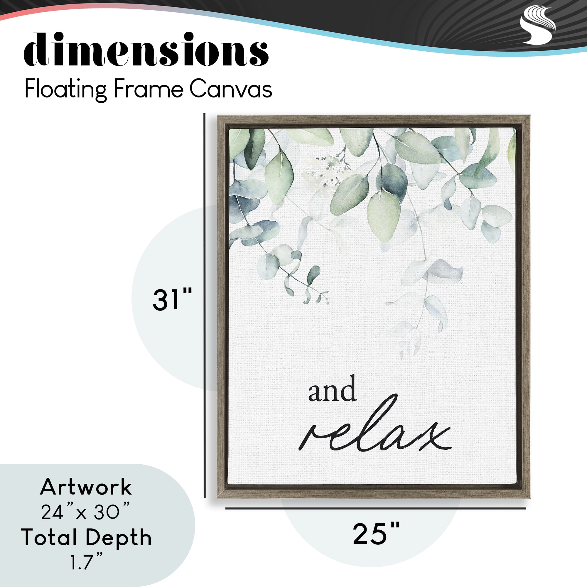 And Relax Minimal Herbs Brown Framed Floater Canvas Wall Art, design by Lettered and Lined