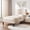 Beige, variant on edx Upholstered Full Bed Frame with Height-Adjustable Headboard, 3 USB Charging Ports, LED Light Strip & Bluetooth Controller, Gray