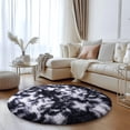 thumbnail image 2 of SARAG 5x5ft Round Area Rug for Bedroom,Fluffy Circle Rugs for Living Room Kids Room,Home Decor Shaggy Carpet Fuzzy Plush Rug for Nursery Room,Tie-dye Black and White, 2 of 8