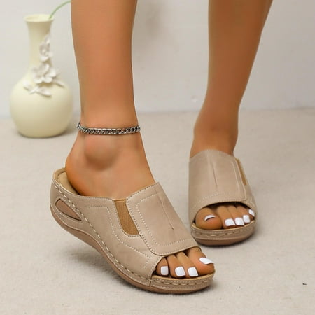 

XZNGL Sandals Women Women s New Wedge High Heel Fish Mouth Stitched Sandals Gifts for Women