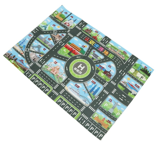 Estera del juego del camino del mapa del mundo 83 * 58cm con pista para juguete de tren camión coche Sunnimix