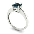 thumbnail image 2 of 2 ct Cushion Cut Natural London Blue Topaz Solitaire 14K White Gold Womens Engagement Ring, 2 of 3