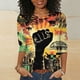 thumbnail image 1 of Xuyuer Women's Leisure Print Round Neck Three Quarter Sleeve Loose T-Shirt, Casual 3/4 Sleeve Top for Spring Summer Everyday Fashion and Relaxed Weekend Style, 1 of 5