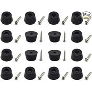 SDTC Tech 16-Pack Rubber Feet with Built in Stainless Steel Washer, Round Non-Slip Furniture Pads (25x20x13mm / D1xD2xH) with Screws for Cutting Board, Electronics, Amps, Cabinet, Chairs etc.