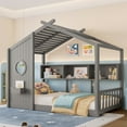 thumbnail image 2 of Generic Twin Size Floor House Bed for Toddler, Kids Montessori Bed with Storage Shelf, Playhouse Bed with Roof Design, Gray, 2 of 8