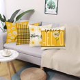 thumbnail image 2 of Hello Spring Daisy Flower Throw Pillow Covers 18x18 Inch Set of 4 White and Yellow Buffalo Plaids with Bloom for You Pillow Cases Cushion Cover Sofa Couch Farmhouse Decorative Pillowcase, 2 of 6